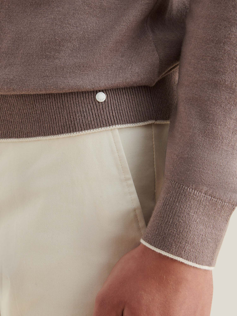 Wilton Knitted Long Sleeve Polo Shirt in Iron