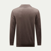Jersey Knit Long Sleeve Polo Shirt in Iron