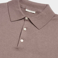 Jersey Knit Long Sleeve Polo Shirt in Iron
