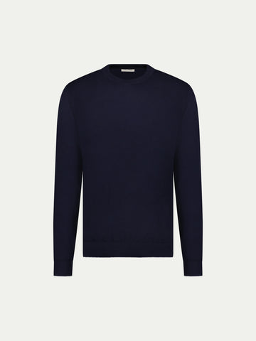 Peckham Rye Mens Knitted Crew in Dark Sapphire Navy