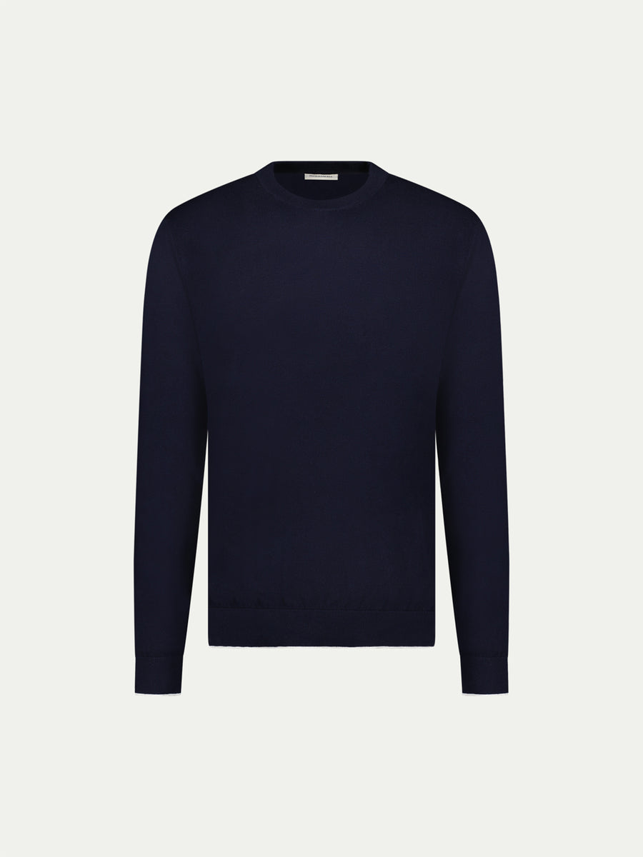 Peckham Rye Mens Knitted Crew in Dark Sapphire Navy