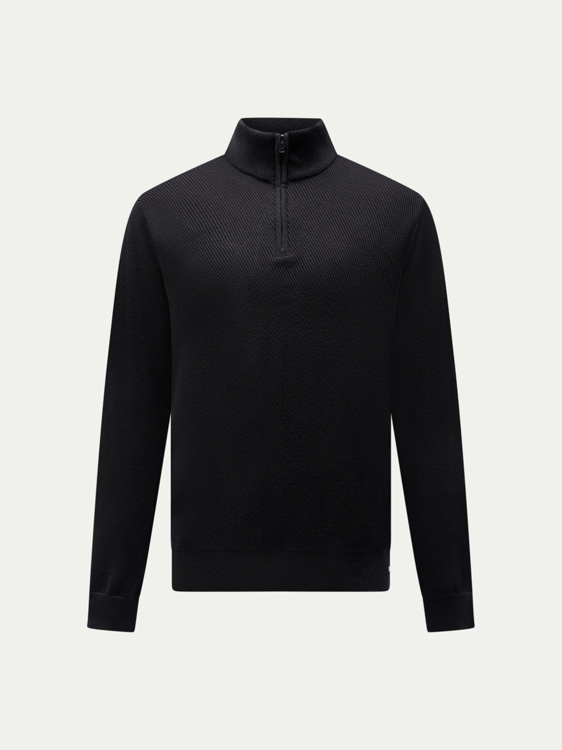 Twill Texture Knit ¼ Zip in Black