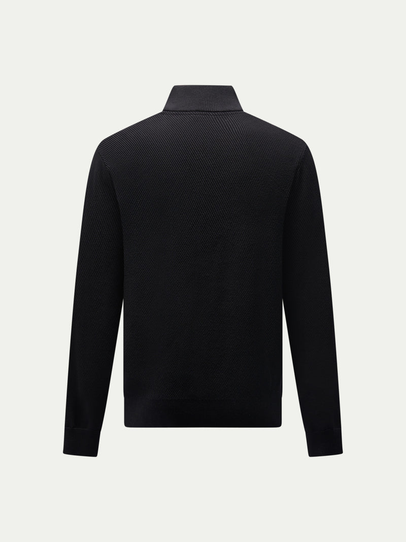 Brompton Textured Knit Quarter-Zip in Black