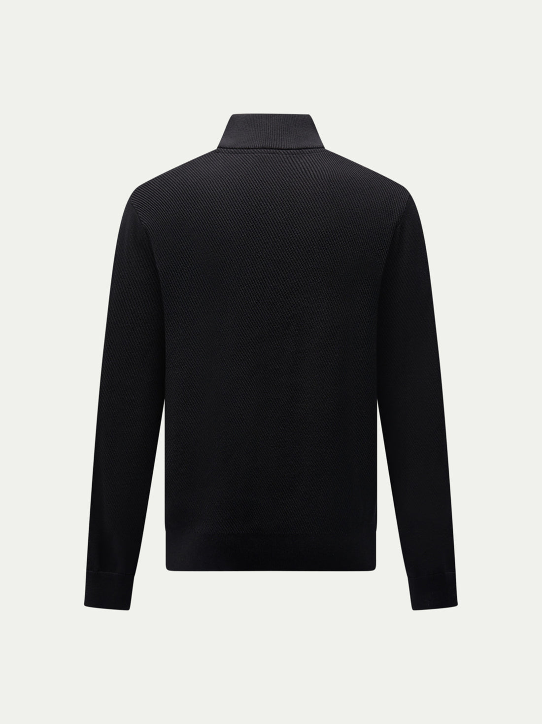 Twill Texture Knit ¼ Zip in Black