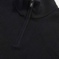 Twill Texture Knit ¼ Zip in Black