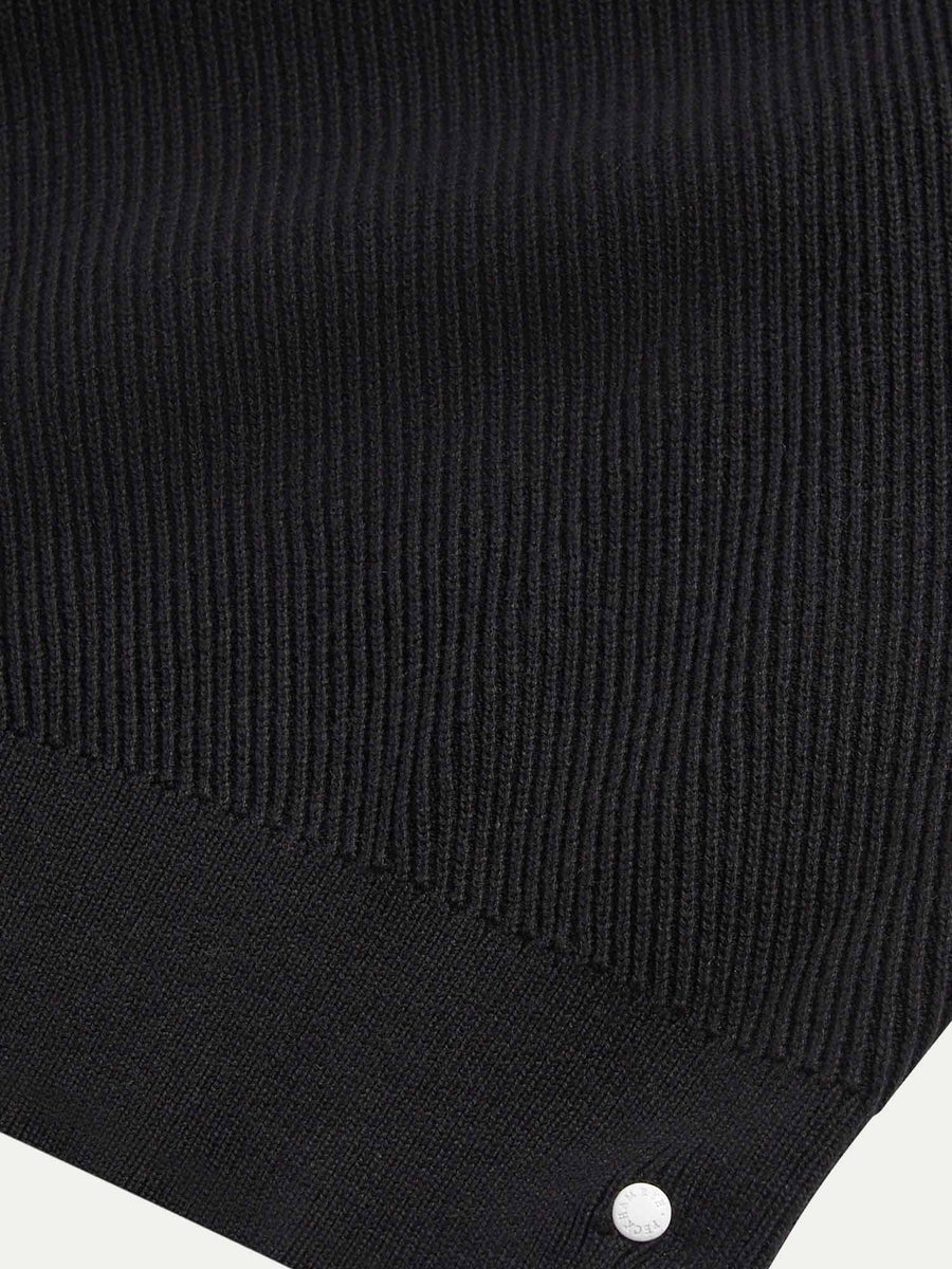 Twill Texture Knit ¼ Zip in Black