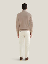 Cotton Blend Rib Knit ¼ Zip in Simply Taupe