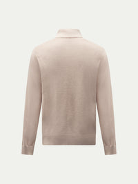 Cotton Blend Rib Knit ¼ Zip in Simply Taupe