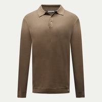 Textured Knit Long Sleeve Polo Shirt in Sea Turtle