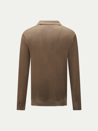 Textured Knit Long Sleeve Polo Shirt in Sea Turtle