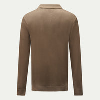 Textured Knit Long Sleeve Polo Shirt in Sea Turtle
