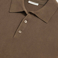 Textured Knit Long Sleeve Polo Shirt in Sea Turtle