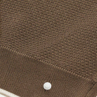 Textured Knit Long Sleeve Polo Shirt in Sea Turtle