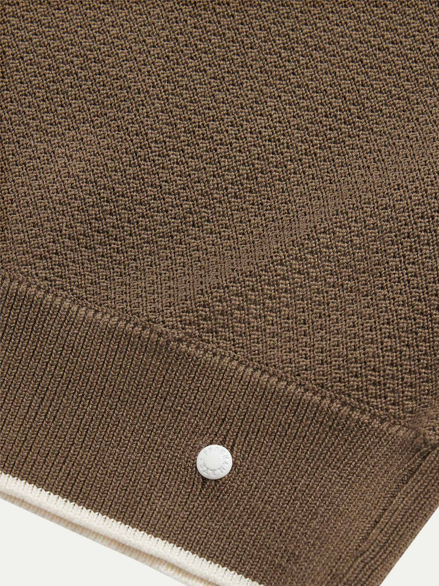 Textured Knit Long Sleeve Polo Shirt in Sea Turtle