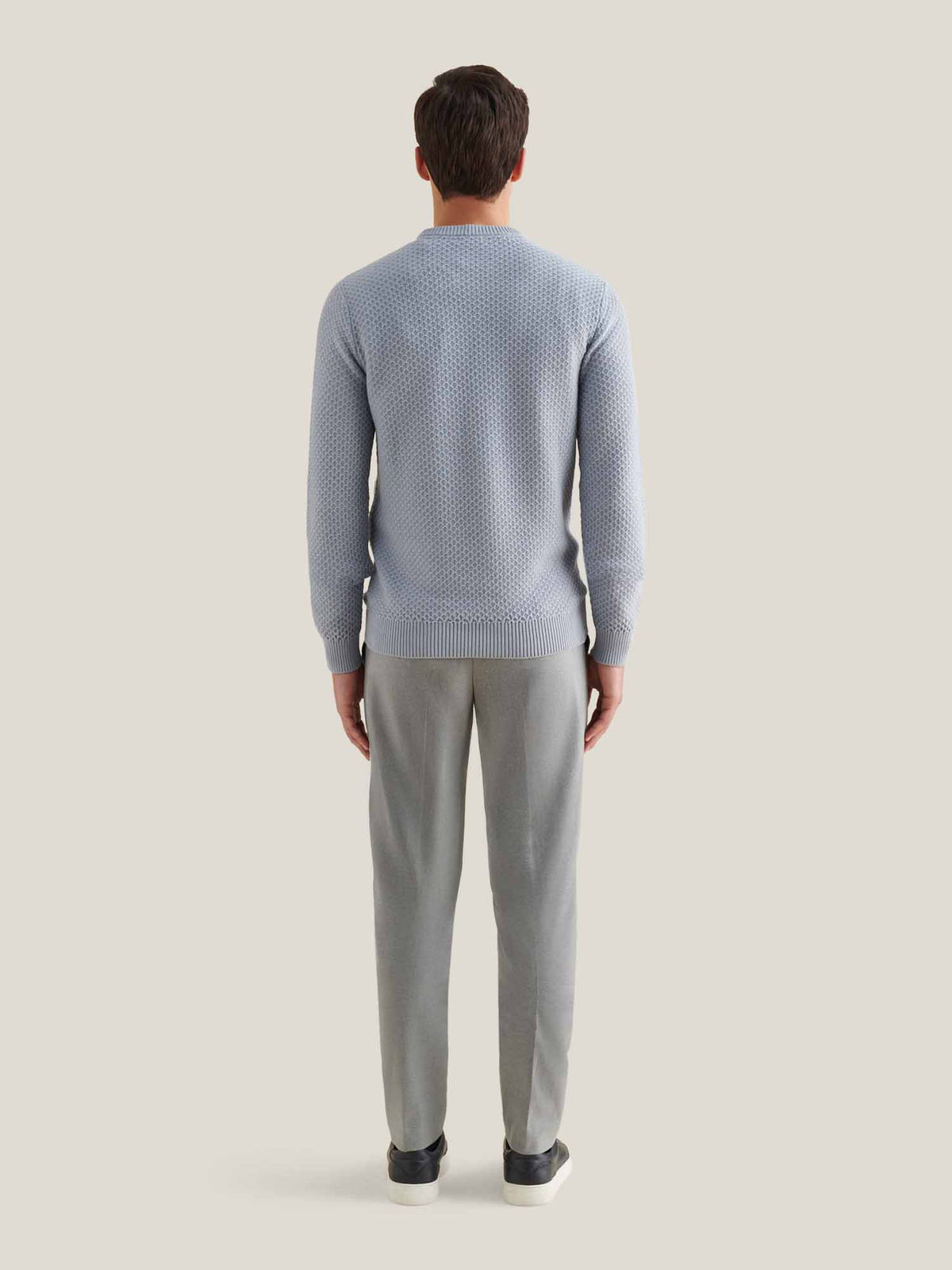 Strand Honeycomb Knit Jumper in Blue Blizzard