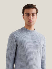 Strand Honeycomb Knit Jumper in Blue Blizzard
