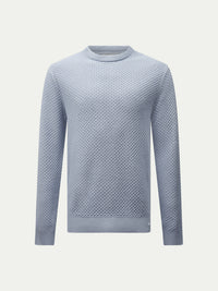 Strand Honeycomb Knit Jumper in Blue Blizzard