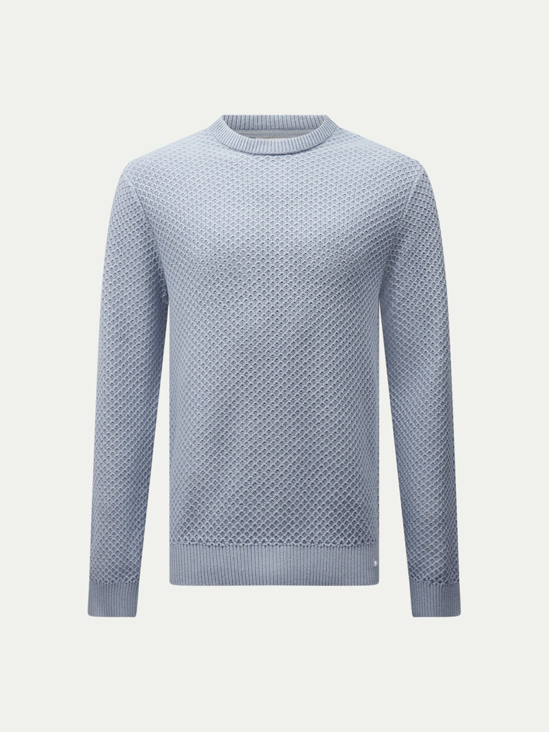 Peckham Rye Mens Honeycomb Knitted Crew in Blue Blizzard