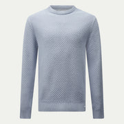 Cotton Honeycomb Knit Crew in Blue Blizzard