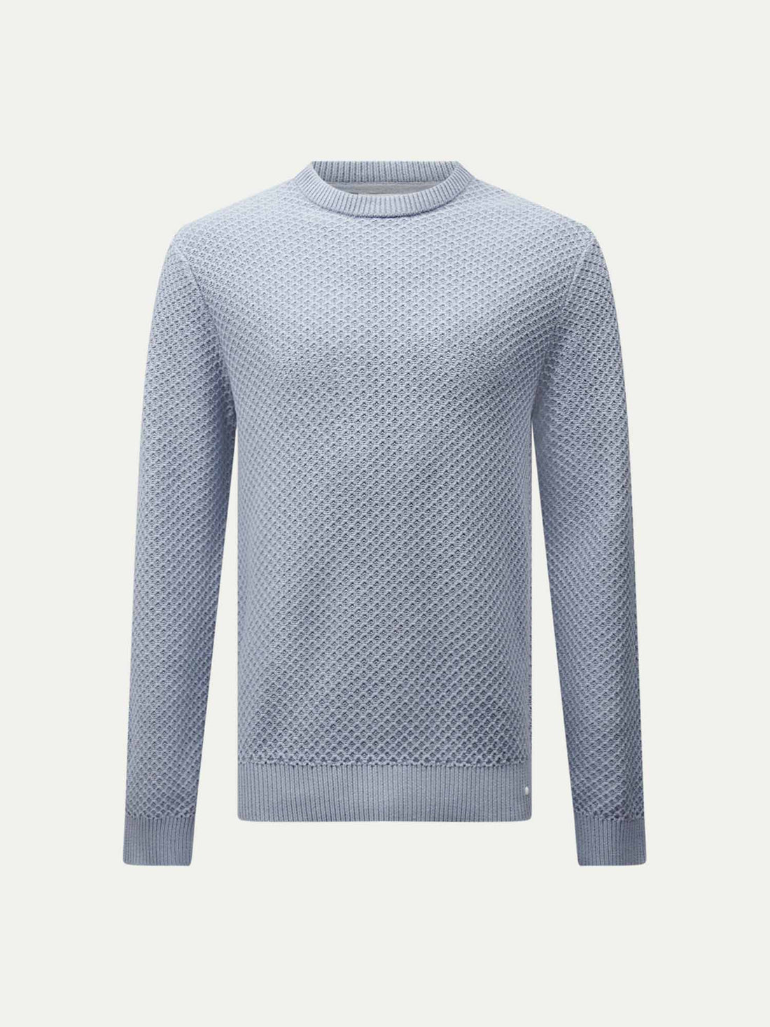 Cotton Honeycomb Knit Crew in Blue Blizzard