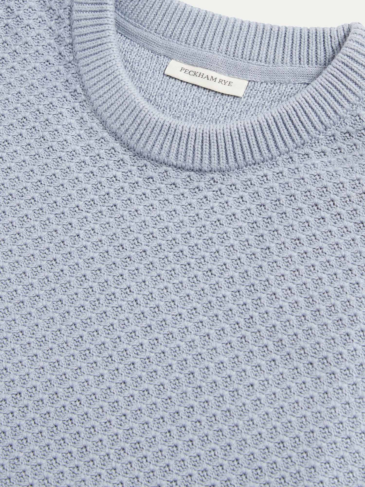 Strand Honeycomb Knit Jumper in Blue Blizzard