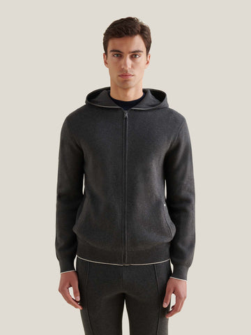 Milano Knit Zip Hoodie in Charcoal Grey