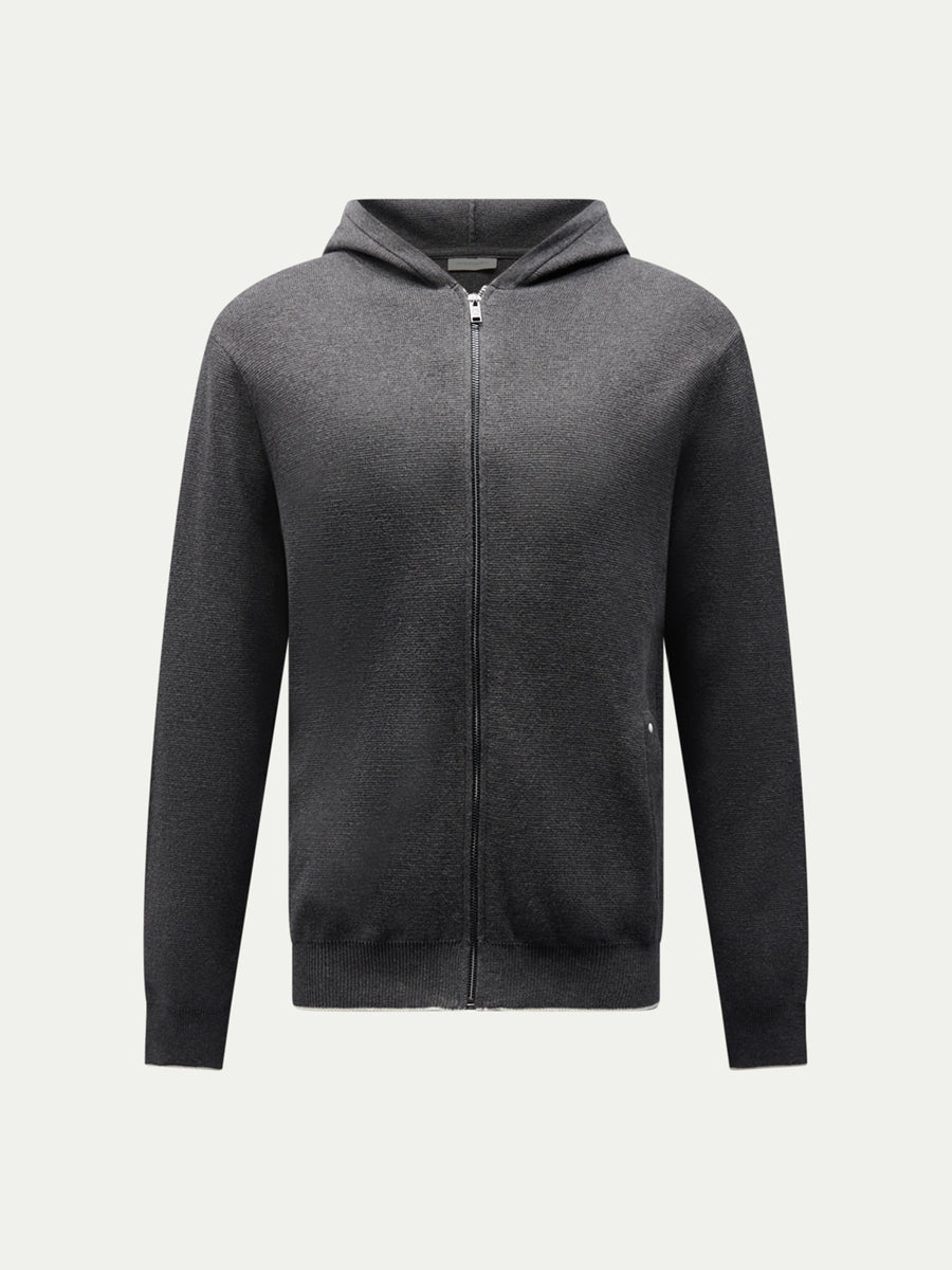 Milano Knit Zip Hoodie in Charcoal Grey