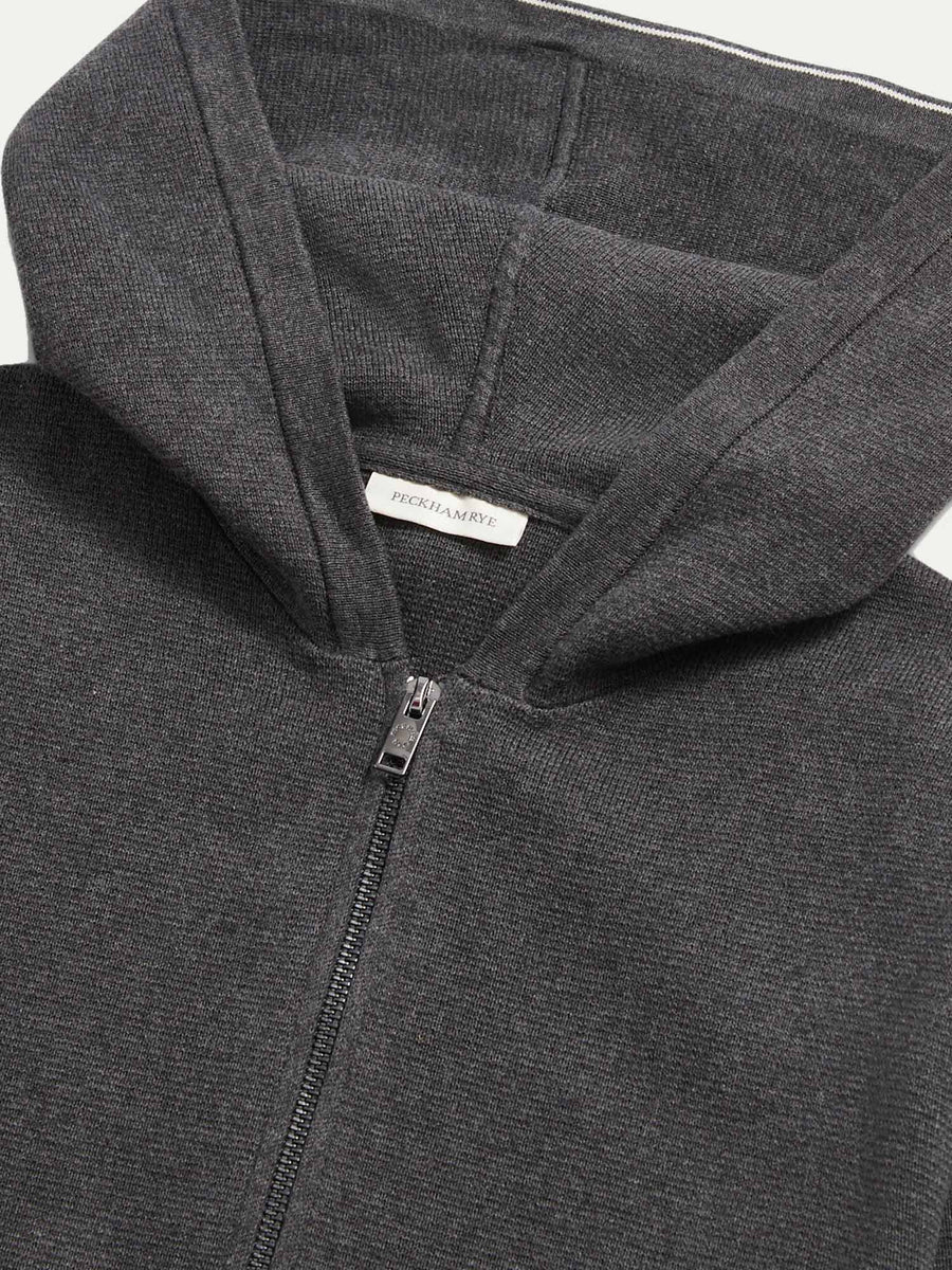 Milano Knit Zip Hoodie in Charcoal Grey