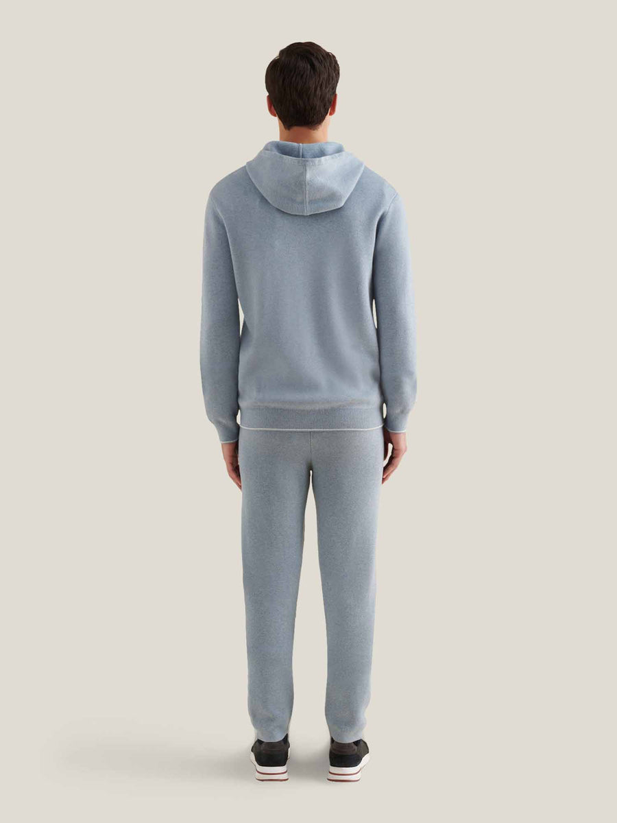 Milano Knit Zip Hoodie in Blue Blizzard