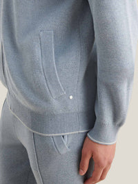 Milano Knit Zip Hoodie in Blue Blizzard