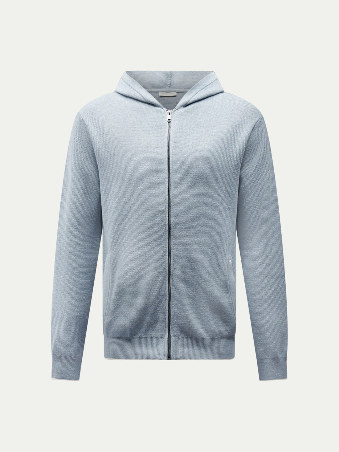 Peckham Rye Mens Knitted Milano Zip Hoodie in Blue Blizzard
