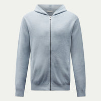 Peckham Rye Mens Knitted Milano Zip Hoodie in Blue Blizzard