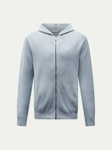 Milano Knit Zip Hoodie in Blue Blizzard
