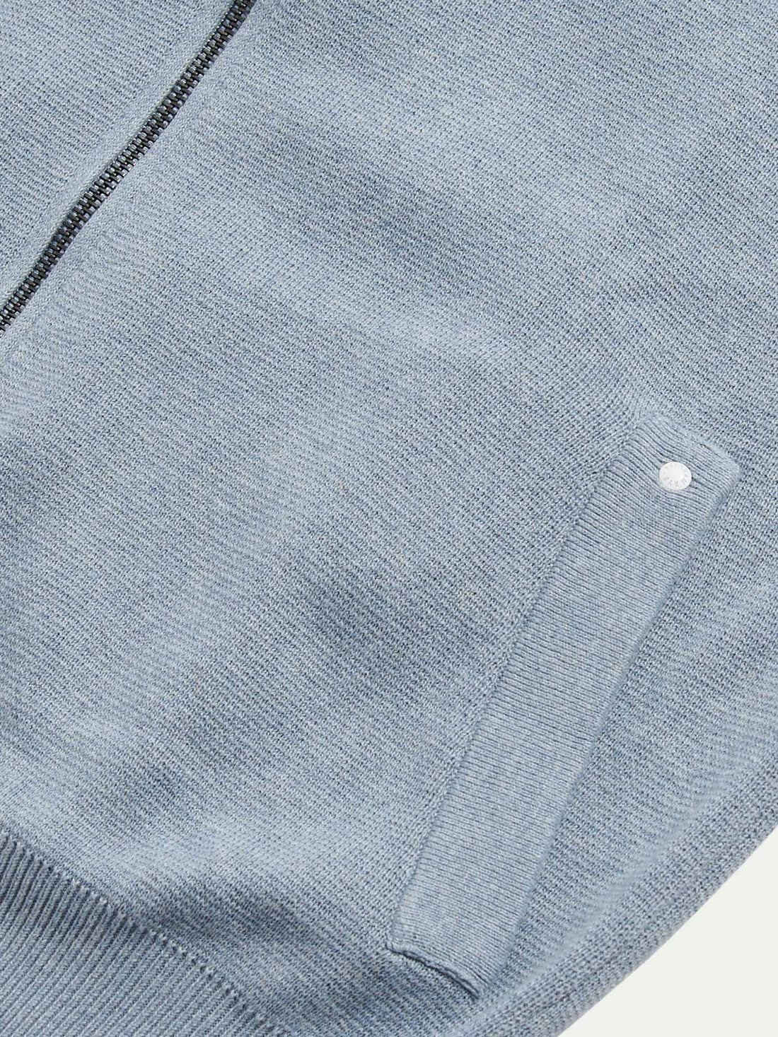 Peckham Rye Mens Knitted Milano Zip Hoodie in Blue Blizzard