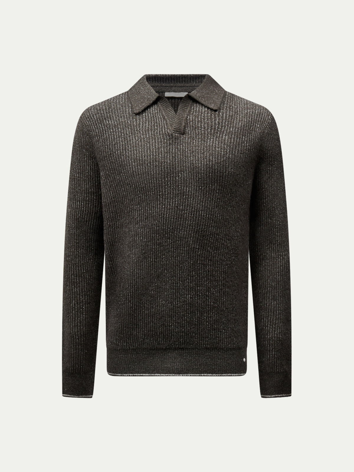 Revere Knit Long Sleeve Polo Shirt in Charcoal Grey