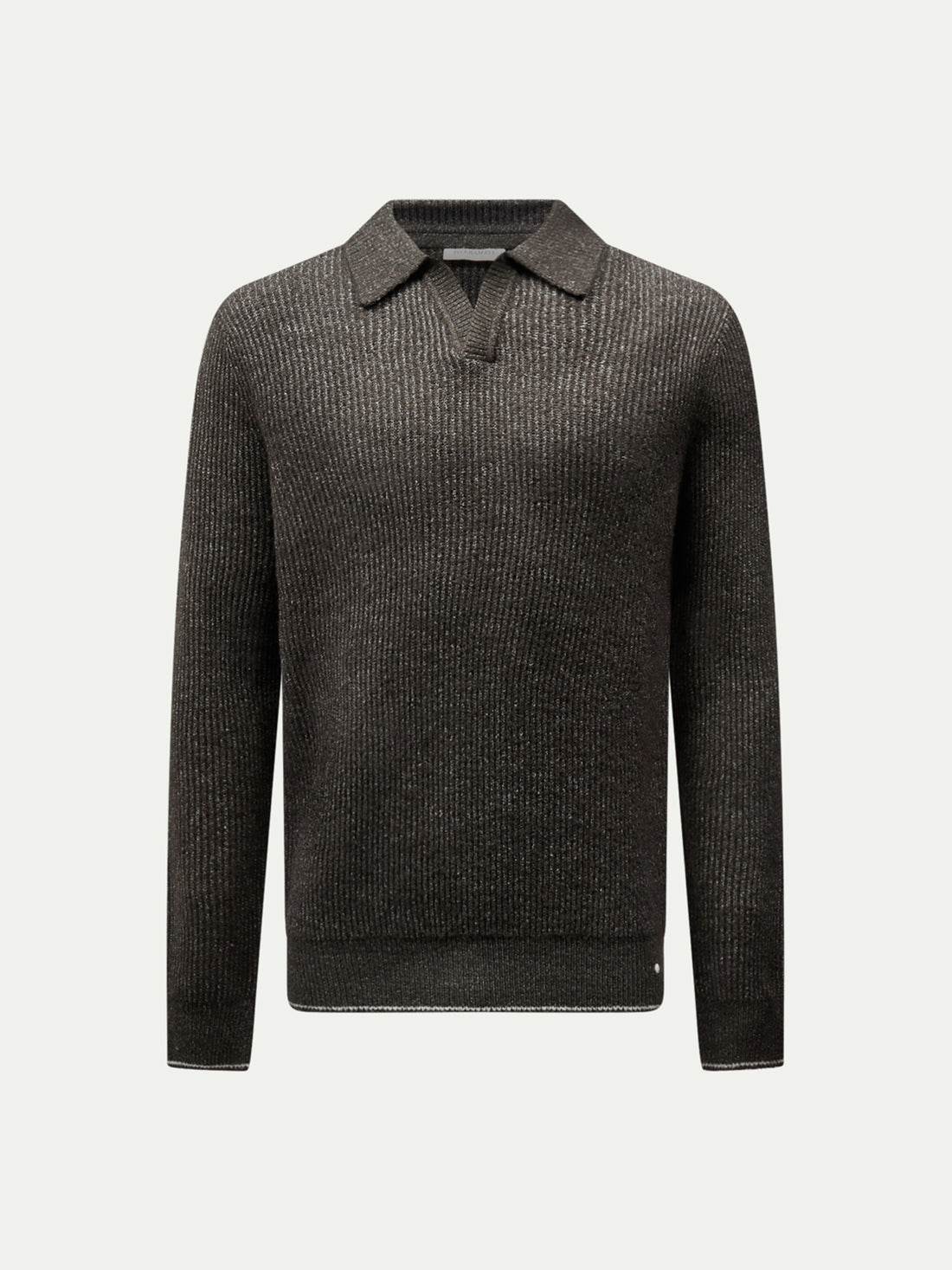 Revere Knit Long Sleeve Polo Shirt in Charcoal Grey