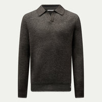 Revere Knit Long Sleeve Polo Shirt in Charcoal Grey