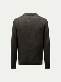 Revere Knit Long Sleeve Polo Shirt in Charcoal Grey