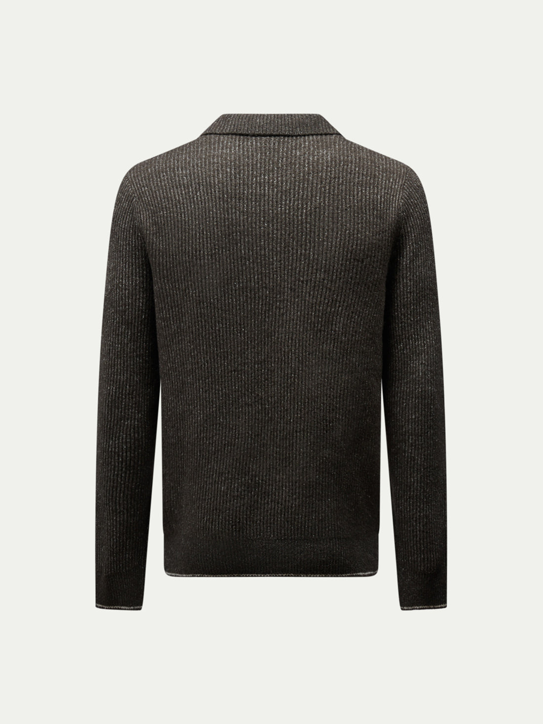 Revere Knit Long Sleeve Polo Shirt in Charcoal Grey
