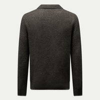 Revere Knit Long Sleeve Polo Shirt in Charcoal Grey