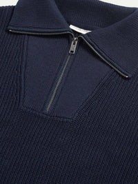 Hanover Knitted Quarter Zip in Dark Sapphire Navy