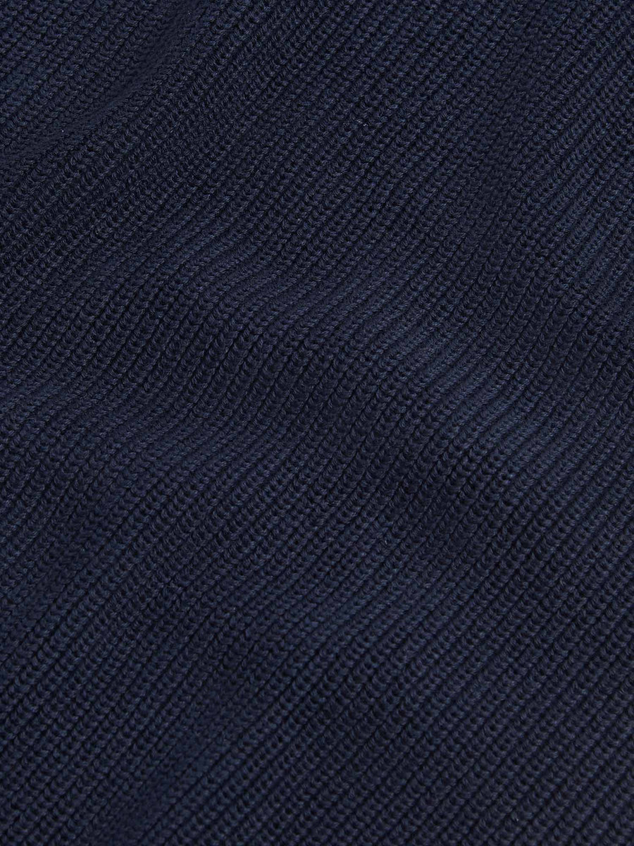 Cotton Knit ¼ Zip Funnel in Dark Sapphire Navy
