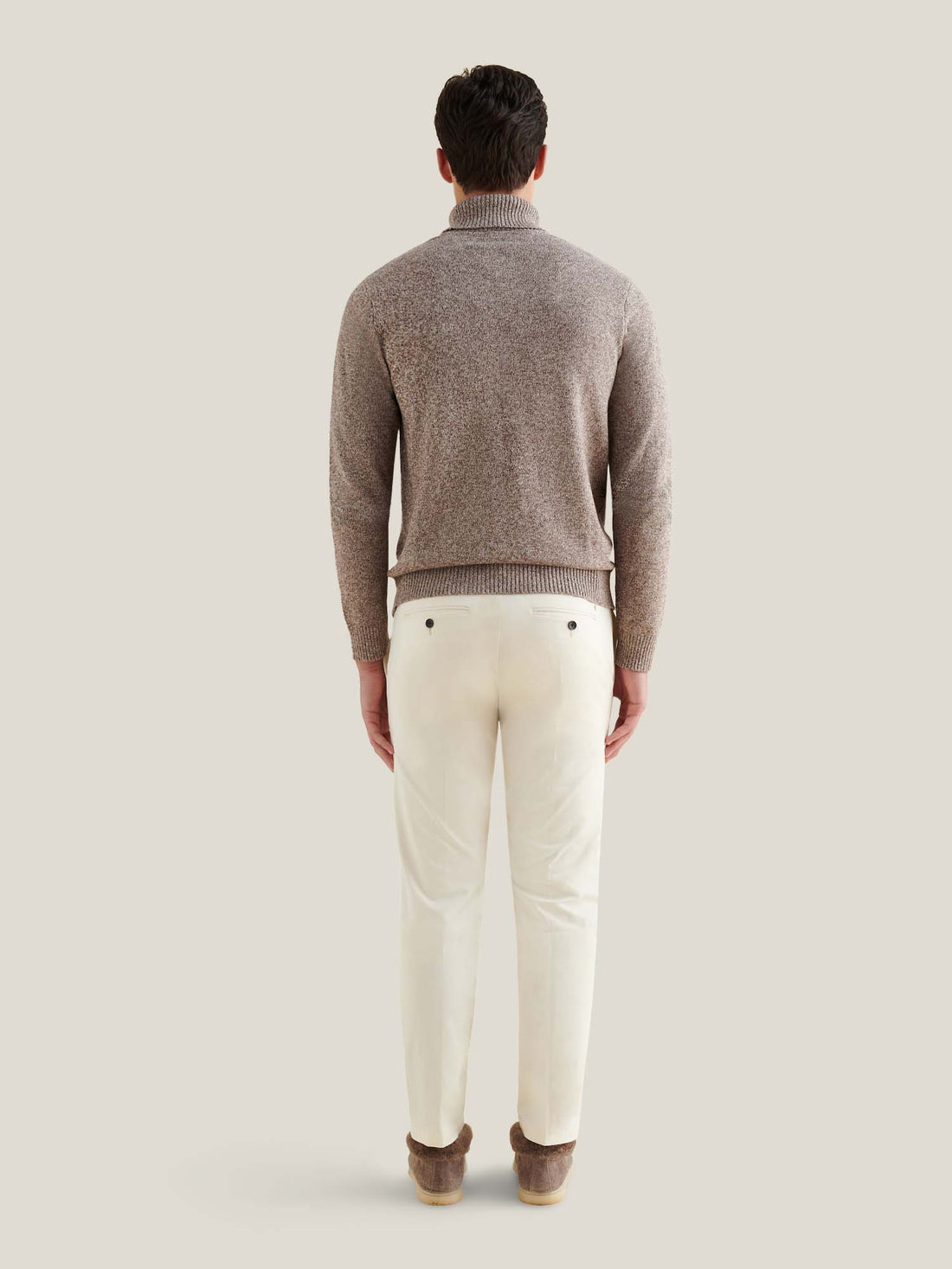 Twisted Yarn Knit Roll Neck in Simply Taupe