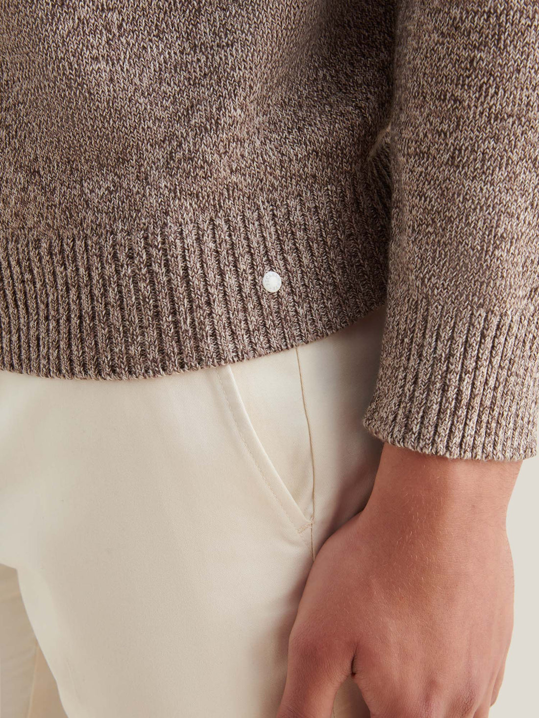 Twisted Yarn Knit Roll Neck in Simply Taupe