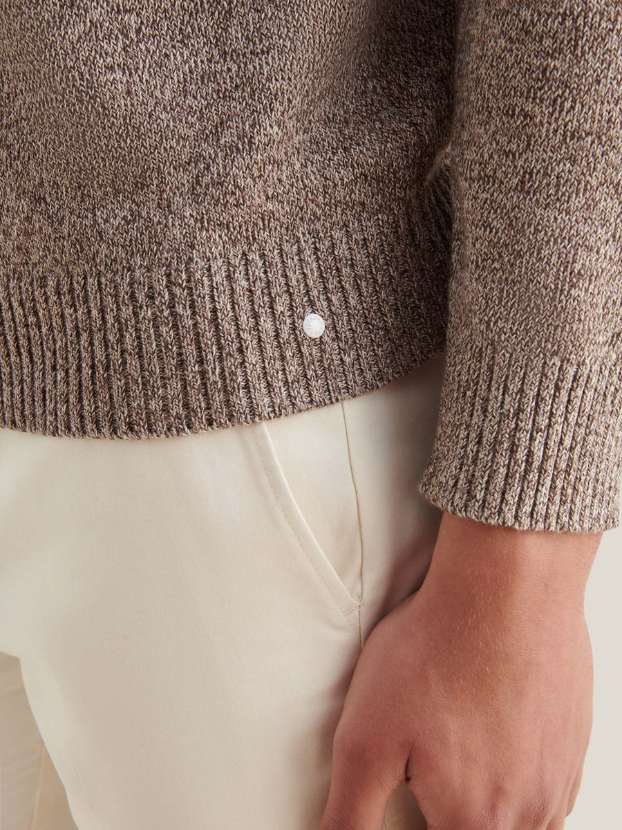 Twisted Yarn Knit Roll Neck in Simply Taupe