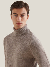 Twisted Yarn Knit Roll Neck in Simply Taupe