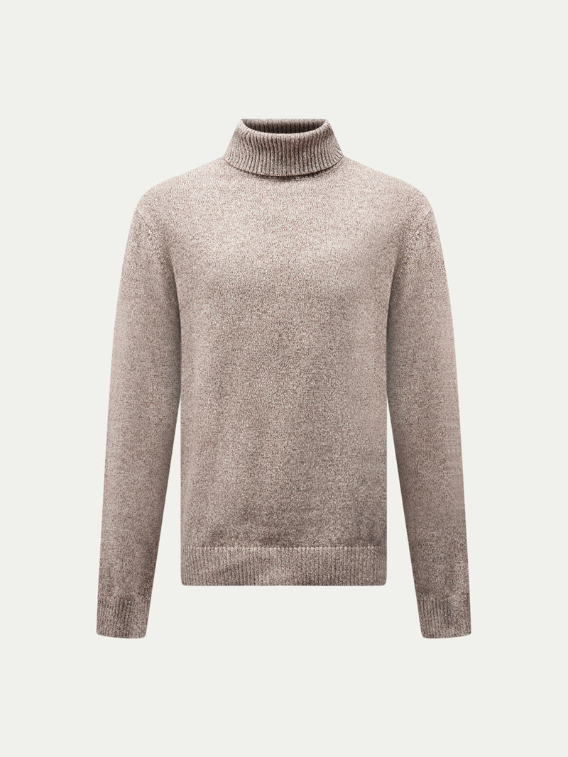 Twisted Yarn Knit Roll Neck in Simply Taupe