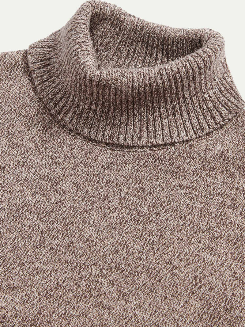 Twisted Yarn Knit Roll Neck in Simply Taupe