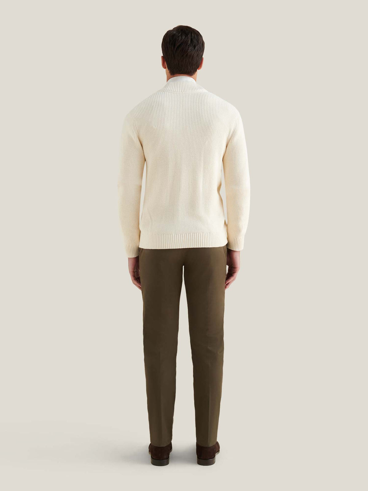 Cotton Knit Cardigan in Egret