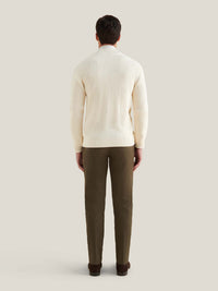 Cotton Knit Cardigan in Egret